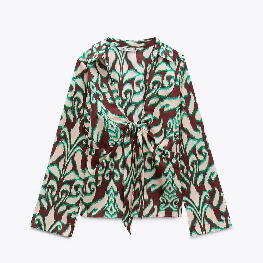 Zara Selena Tie Front Blouse & Pants Matching Set